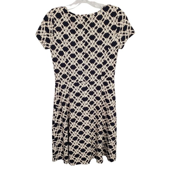Talbots Petites Size S SP Dress Stretch Fit Flare Preppy Nautical Rope Blue - Picture 3 of 7